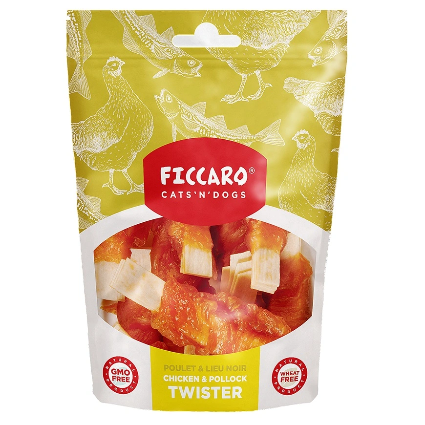 FICCARO Hundesnack Kylling & Sej Twister - kylling og sej i snoede sticks 100 g